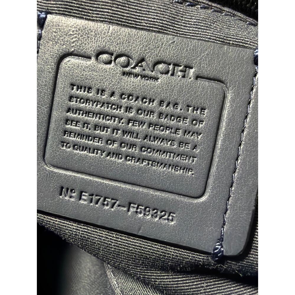 Coach F59325 Pebble Leather Lenox Satchel  Crossbody 2 Way Dark Navy Gray EUC - Picture 8 of 9